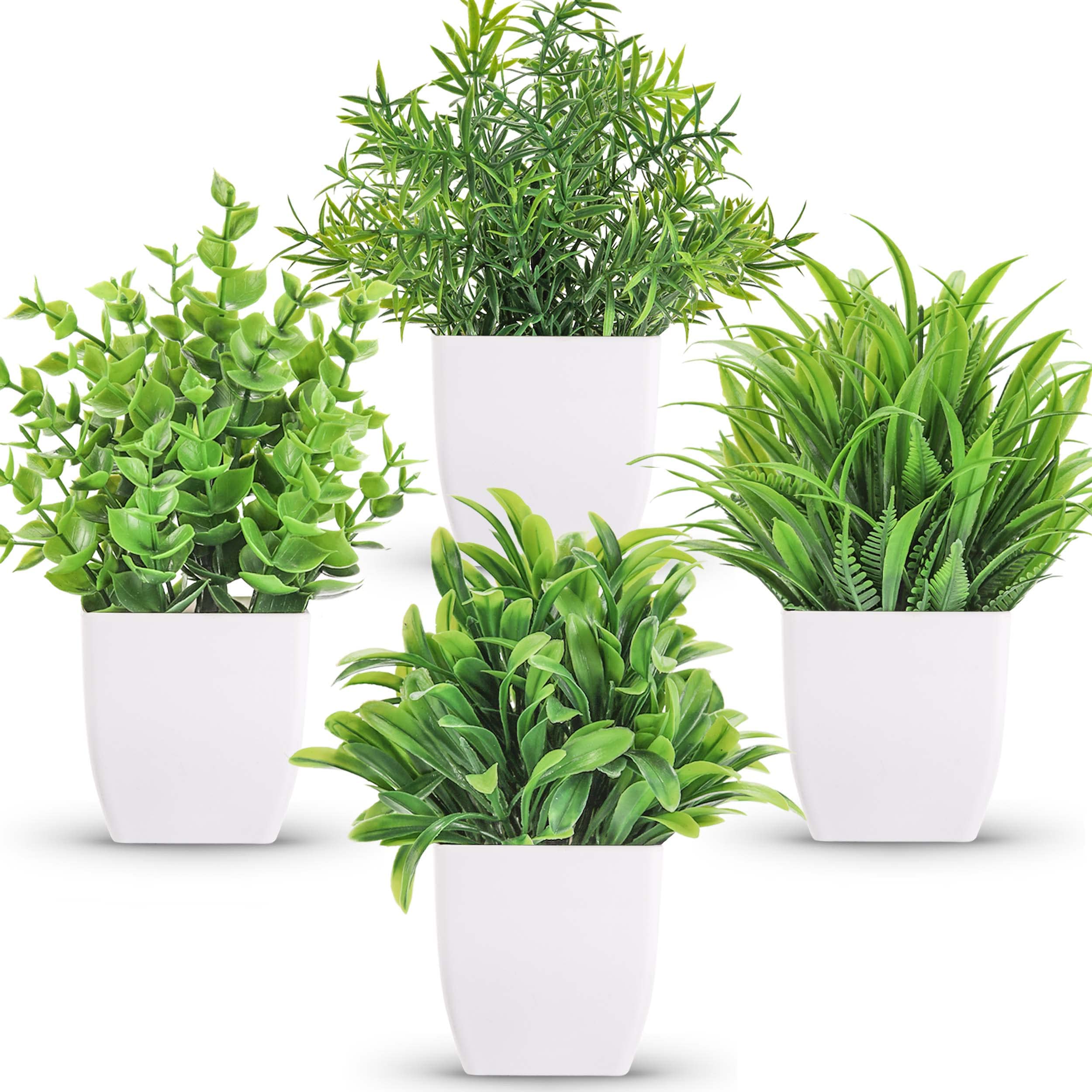 Photo 1 of Der Rose 4 Pack Small Fake Plants Mini Artificial Faux Plants in Pots for Home Office Bedroom Living Room Decor