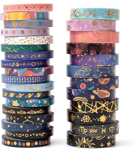 Nastro Adesivo Colorato 8 Rotoli - Carta Mascheratura 25mm X 13m, Per Artigianato, Imballaggio E Decorazione - Foto 8