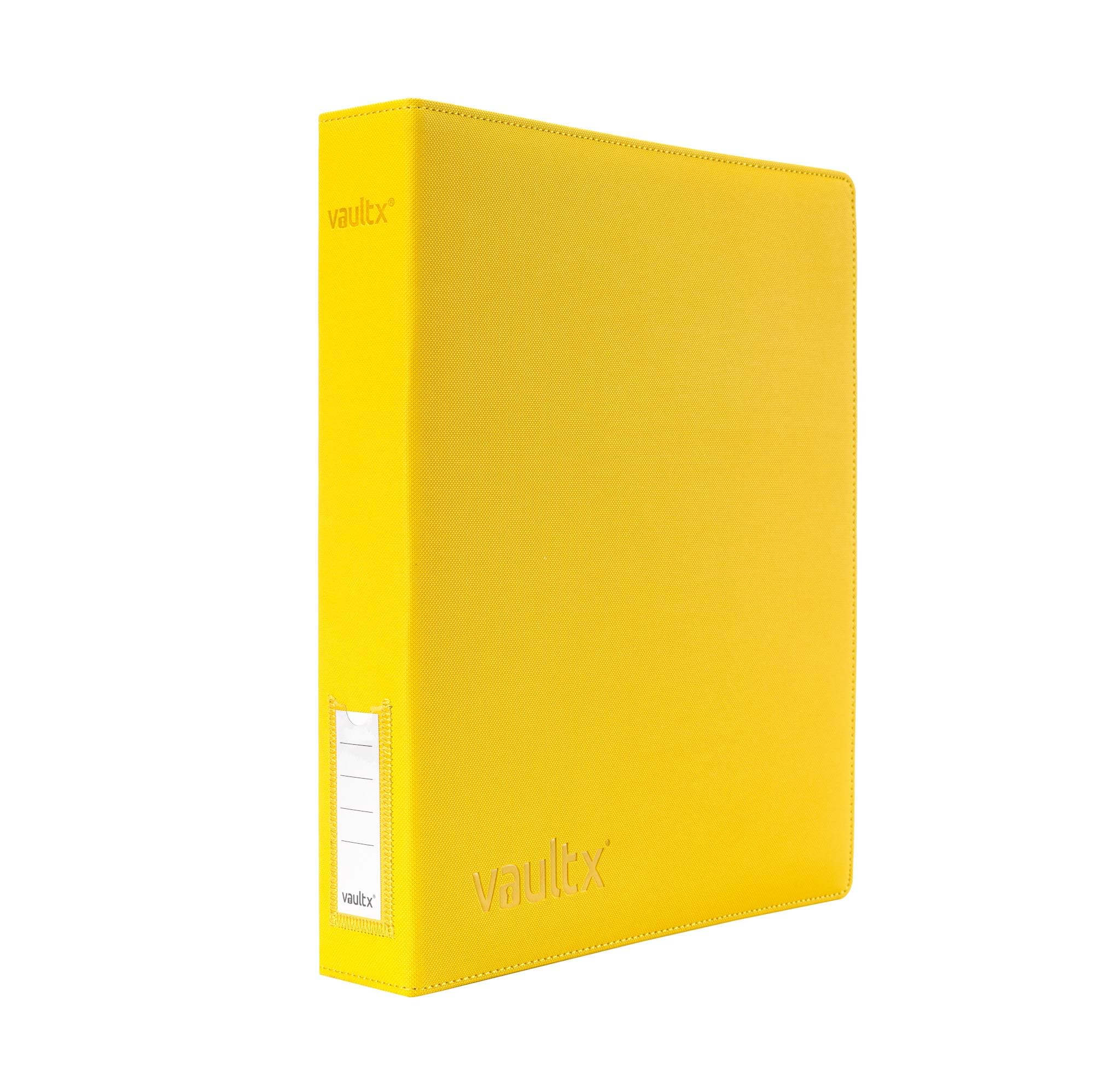 Vault X Trading Card 3 Ring Binder, fits 9 Pocket Pages, 540 Cards, Exo-Tec Material, Easy Open, D-Ring Clip Folder for Collectible Card Games, Sports, TCG (Yellow, Slim)