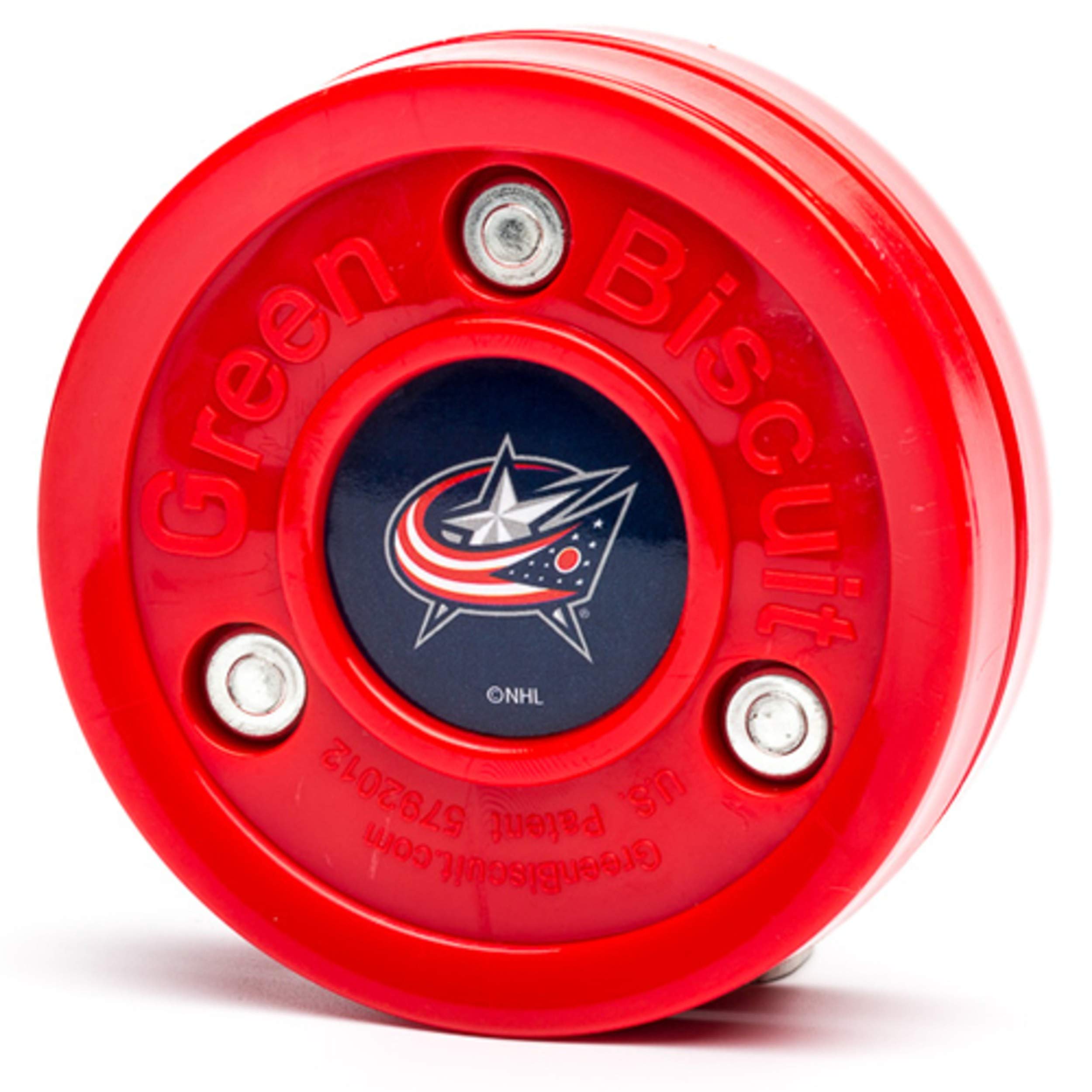 Green Biscuit NHL Teams Original Passing/Handling Training Puck (Columbus Blue Jackets) - Off-Ice/Street Hockey Puck
