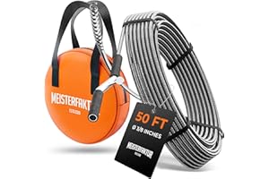 Meisterfaktur drain snake 3.0 [50 FT] - extremely long - Ideal plumbing snake for heavy & deep blockages - The drain auger for real do-it-yourselfers! (50 FT - 3/8 inch)