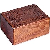 EARTHLY HOME Wooden Urn Box for Pet Ashes, Cremation Funeral Paw Print Box, Pet Memorial Decorative Urn for Dog, Keepsake Burial Ash (Extra Small)