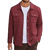 COOFANDY Mens Casual Shirt Jacket Button Down Waffle Jacket Long Sleeve Sweater Jackets Quilted Shacket Overshirt