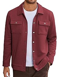 COOFANDY Shirt Jacket For Men Casual Fashion Waffle
