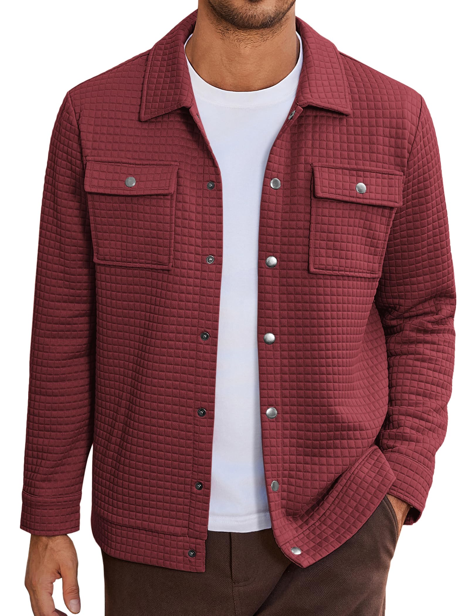 COOFANDY Shirt Jacket For Men Casual Fashion Waffle