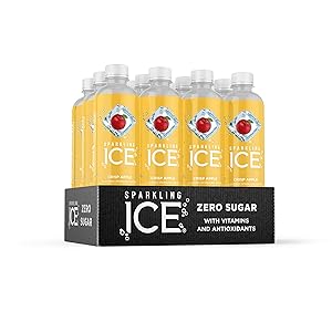 Sparkling Ice, Crisp Apple Sparkling Water, with Antioxidants and Vitamins, Zero Sugar, 17 fl oz Bottles (Pack of 12)