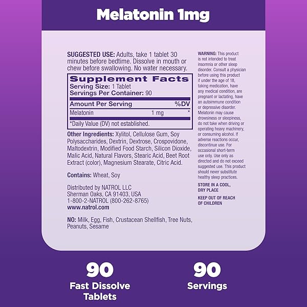 NATROL FAST DISSOLVING MELATONIN – 1 MG – 90 TABS