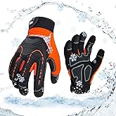 Vgo... 1 Pair 32°F/0℃ Winter Mechanic Gloves, Cold Weather Waterproof Heavy Duty Safety Work Gloves,w/3M Thinsulate Lining(Size L,Orange,SL8849FLWP)