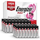 Energizer AA and AAA Batteries, 48 Count, Combo Pack Contains 24 Max Double A and 24 Max Triple A Batteries