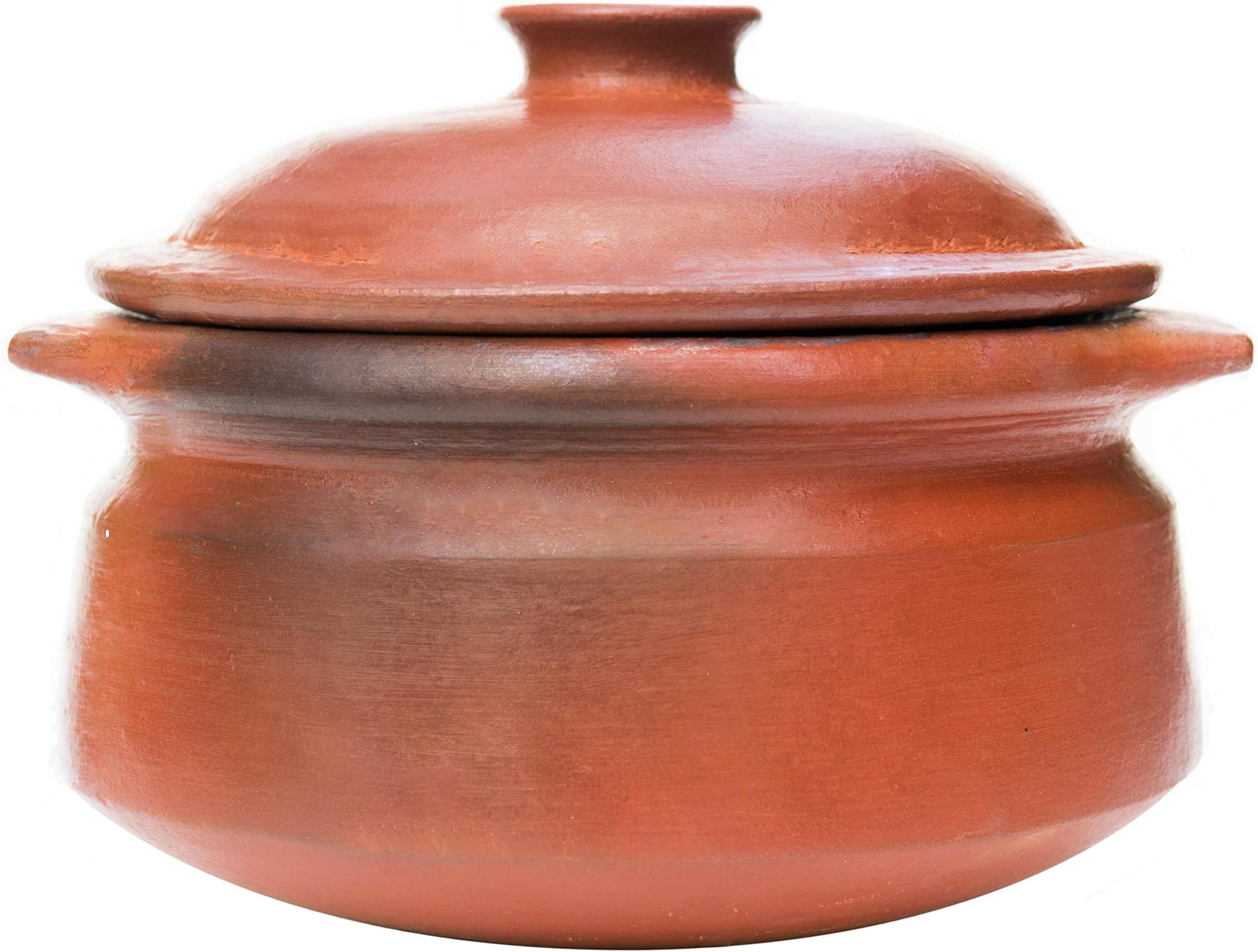 Craftaman India Online Perfection of Pottery Collection Gas Stove and Microwave Unglazed 3 L Earthen Cookware/Clay Pot with Lid (Red)