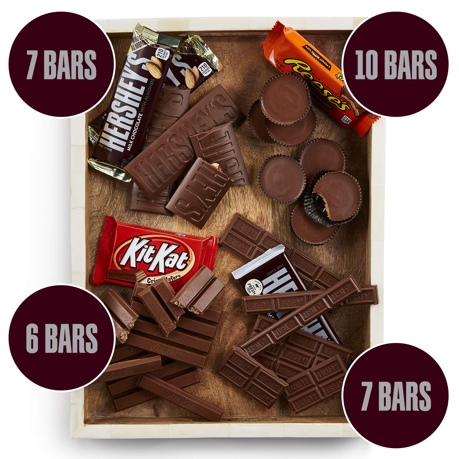 HERSHEY's Variety Pack, Milk Chocolate, Milk Chocolate with Almond Bars, (HERSHEY'S, KIT KAT, REESE'S) Full Size Gift Pack, 30 Count : Hershey S Smores Kit : Grocery & Gourmet Food