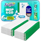 Swiffer Sweep + Mop, Wet Pads Refill, Floor Cleaner for Dirt, Dust, Hair, Cleaning Cloths for Mopping Home, Bathroom, Kitchen, All Purpose Multi-Surface Floor Wipes, Fresh, 24ct