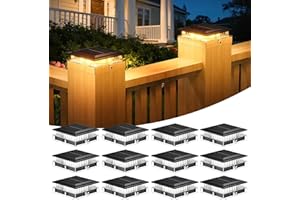 LETMY 12 Pack 4x4 Solar Post Cap Lights Outdoor, Fence Post Solar Lights with Warm Light Mode, Waterproof Fence Deck Post Lig