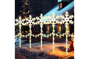WEGUARD Christmas Pathway Lights Snowflake Outdoor 10PK 28inch 250LED 8 Modes Yard Decoration Flashing Waterproof Outdoor Lighted Up Christmas Light Decor for Garden Yard (R&G)