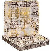 Silver Spoons Arctic Collection Gold Disposable Square Paper Plates - 7" (Pack of 18) - Perfect for Parties, Weddings & Special Occasions