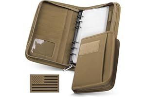 WYNEX Tactical Notebook Padfolio Ring Binder - Refillable 6-Ring A6 Binder, Zip Hardcover Notebook with 45 Pages, Water-Resistant Notebook Cover for Planners, College, Office, Field, Gift