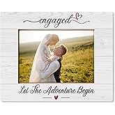 HUKINE Engagement Picture Photo Frame 5x7, Just Engaged Gifts, Let the Adventure Begin Engagement, Newly Engaged Gifts for Couple, Engagement Gift, Wedding Gifts for Newlyweds