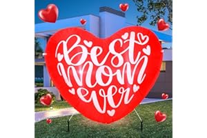 VIHOSE Happy Mother's Day Inflatables Decorations 3.9 ft Best Mom Ever Blow up Decor Heart LED Lights Inflatable Decor for Outdoor Yard Garden Lawn Decoration Mom Gifts Party Supplies