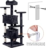 Yaheetech 138.5cm Cat Tree Tower Multilevel Activity Tree Black view 5