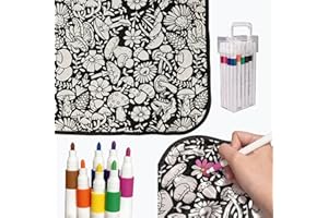 Aglacynorath Creative DIY Coloring Blanket Kit with 24 Markers for Adults, Color Your Own Funny Art Blanket, Perfect for Home