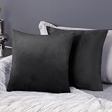Deconovo Velvet Cushion Covers 40x40 cm Dark Grey Set of 2 with Invisible Zipper
