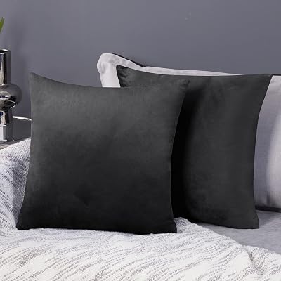 Deconovo Velvet Cushion Covers 40x40 cm Dark Grey Set of 2 with Invisible Zipper