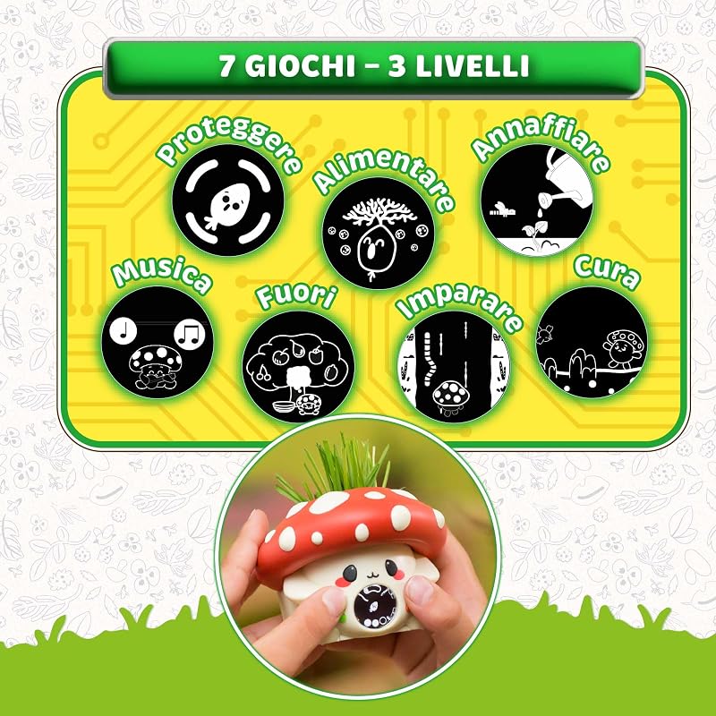 FungiPot, vaso digitale interattivo per la cura delle piante, sensori di umidità, luce e temperatura, giochi digitali, inclusi substrato e semi, + 6, Famosa (GAD00000) — foto 5 di 7