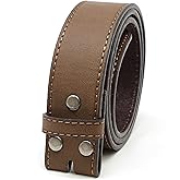 BC Belts Leather Belt Strap with Vintage Distressed Texture 1.5" Wide with Snaps and without Buckle