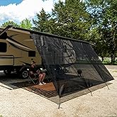 NAIMORUI RV Awning Shade Screen with Zipper, 8'X15'3" RV Awning Front Shade Screen, Black Mesh UV Blocker Sunshade Complete K
