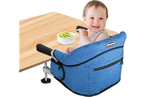 Hook On High Chair, Jozzve Baby High Chair, Portable High Chair for Travel, Foldable Fast Table Chair with Storage Bag, Baby Feeding Seat Clip On High Chair for Home and Travel (Bright Blue)