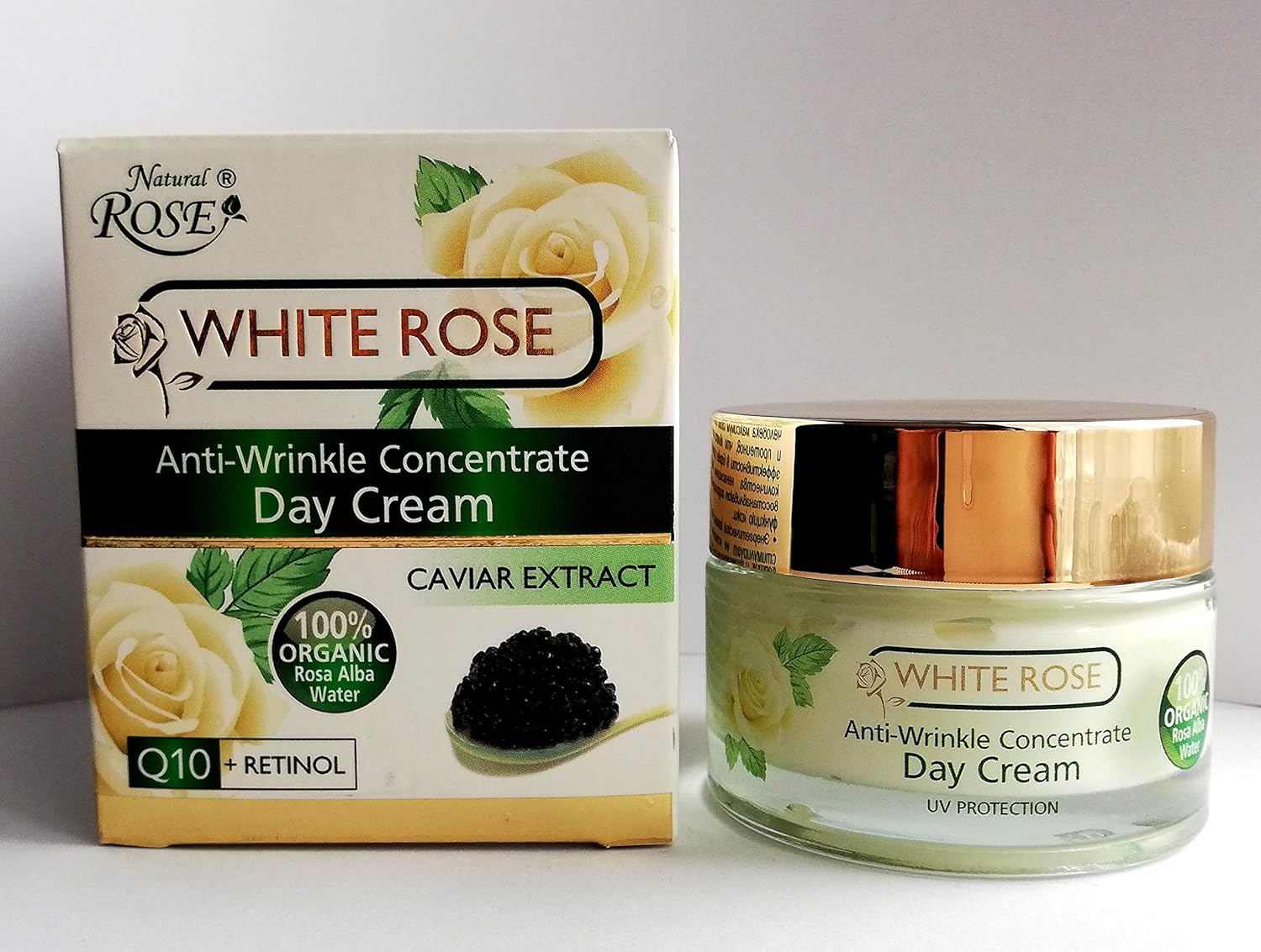 rose radiance with retinol day and night cream