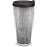 Tervis Gray Wood Grain Made in USA Double Walled Insulated Tumbler Travel Cup Keeps Drinks Cold & Hot, 24oz, Clear