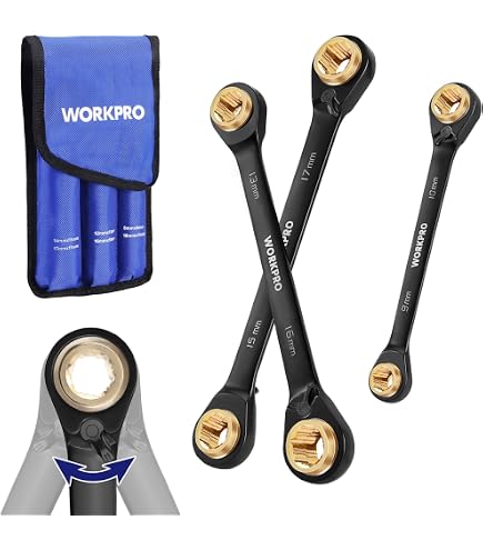 WORKPRO 4-in-1 Reversible Ratcheting Wrench Set, Anti Slip SAE