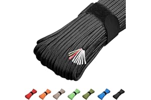 KOKKOYA Survival Paracord 550 Fire Paracord Survivor Cord Nlyon Rope 10 Strands US Military Type III 550 Parachute Cord with Integrated Fishing Line, Fire-Starter Tinder 4 in 1