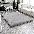 ZonLi Japanese Floor Futon Mattress Queen Size 60"x 80",100% Cotton 4'' Thicken Tatami Mattress,Foldable Sleeping Pad,Portable Dormitory Tatami Mat,Roll Up Floor Lounger Bed for Adult (Light Grey)