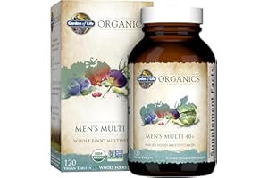 Garden of Life Organics Whole Food Multivitamin for Men 40+ 120 Tablets, Vegan Mens Multi for Health & Well-Being Certified Organic Whole Food Vitamins & Minerals for Men Over 40 Mens Vitamins