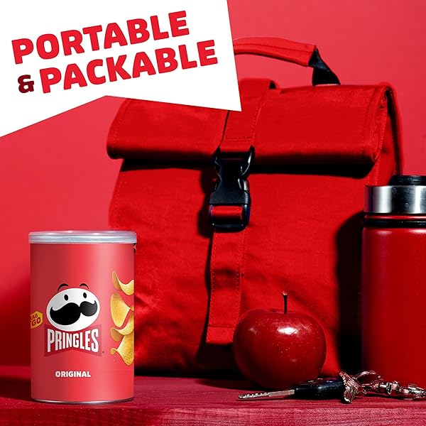 PRINGLES POTATO CRISPS CHIPS, LUNCH SNACKS, OFFICE AND KIDS SNACKS, GRAB N’ GO, ORIGINAL (12 CANS)