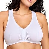 Glamorise womens Front-closure Cotton T-back Wirefree 1908