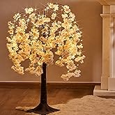 Fudios Pink Cherry Blossom Tree with Lights 4FT 180 LED Fairy Lights, Lighted Artificial Flower Spirit Tree for Spring Summer Wedding Decor Indoor Outdoor