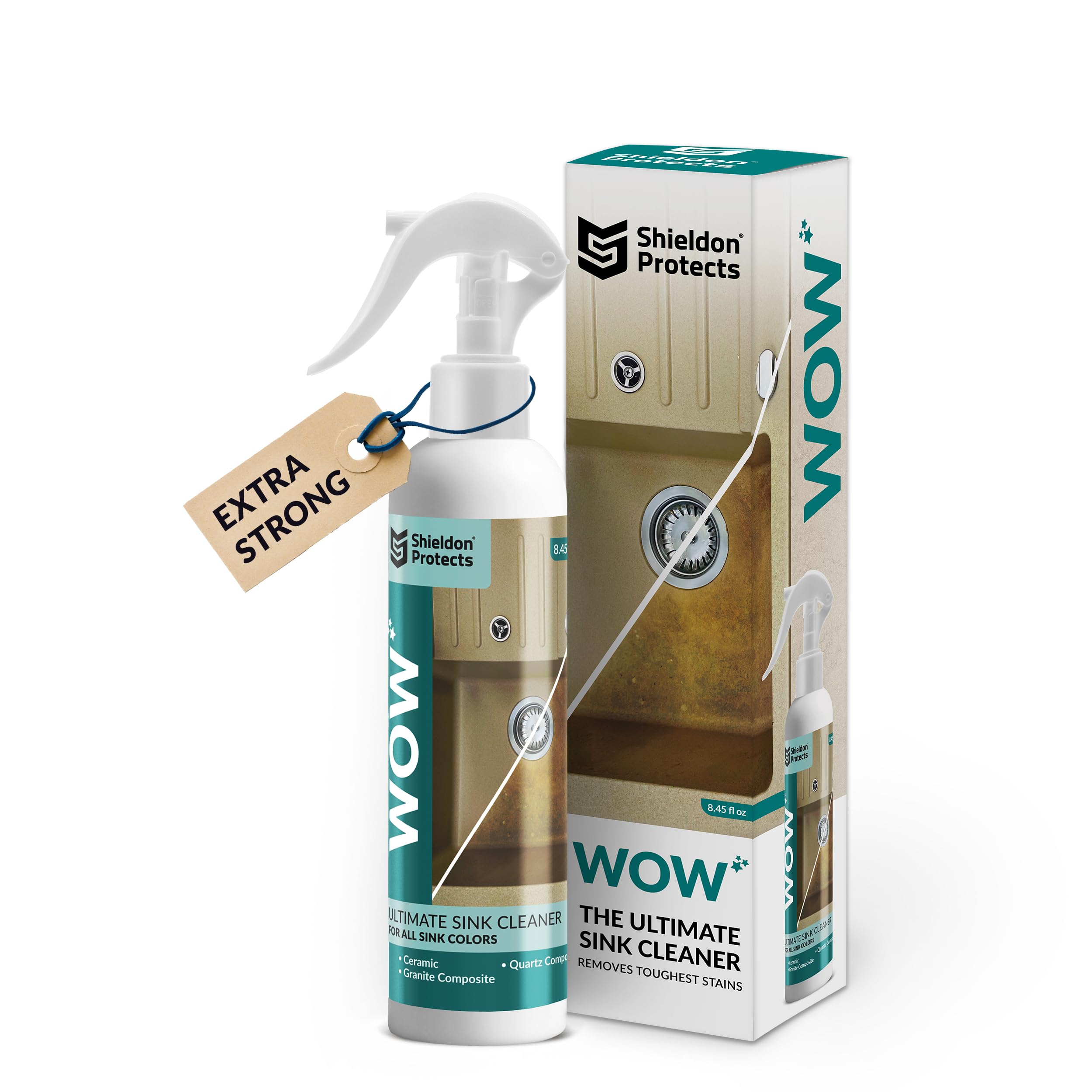 Photo 1 of Shieldon Protects WOW cleaning spray for Composite and Conglomerate Sinks - Granite Composite Cleaner for Discoloration and Stains - Silgranit, Fragranit and Blanco - 250ml