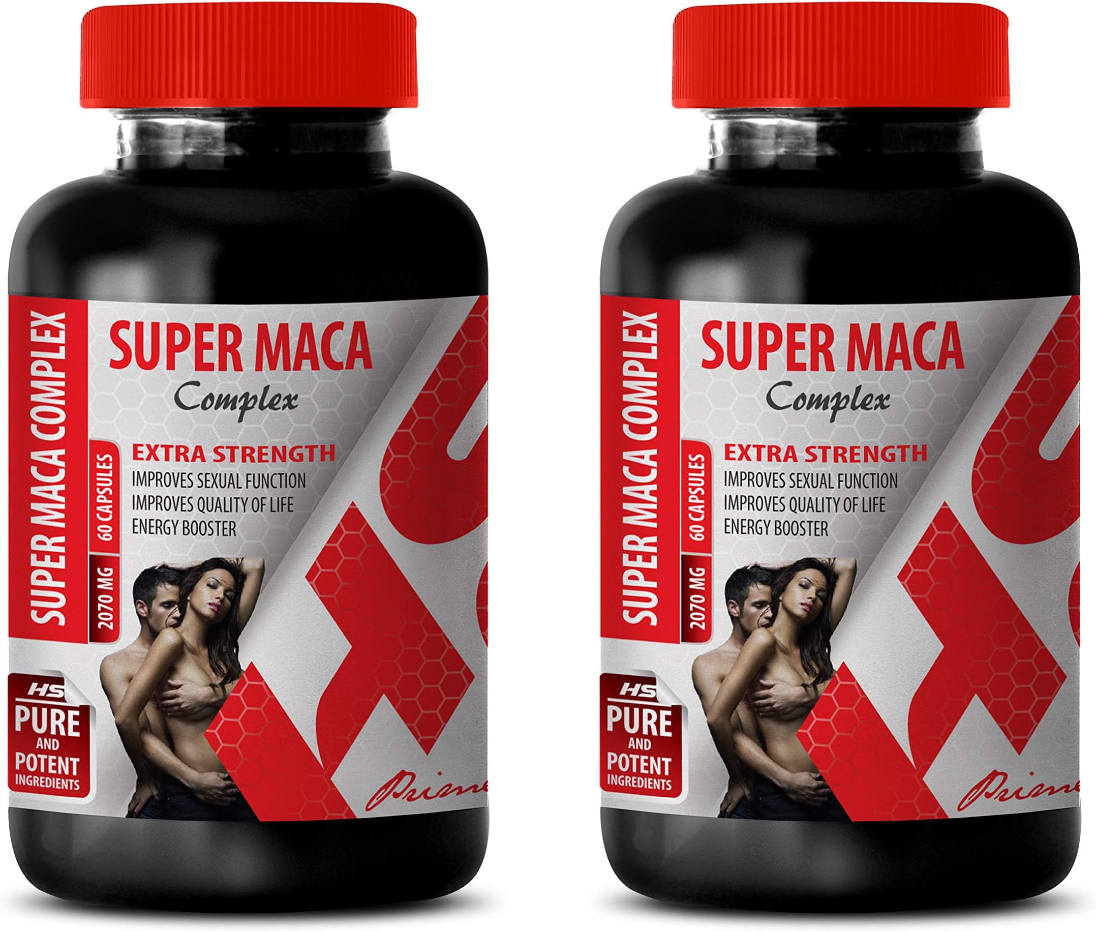Men Performance Pills - Super MACA Complex 2070 Mg - Extra Strength - Horny Goat Weed and tribulus - 2 Bottles 120 Capsules