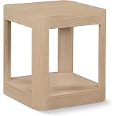 Meridian Furniture 99068Oak-ET Reeves Collection Art Deco End Table with Rich Natural Finish, Oak Veneer, Mix of Solid Wood and MDF, 20" W x 20" D x 22" H, Natural