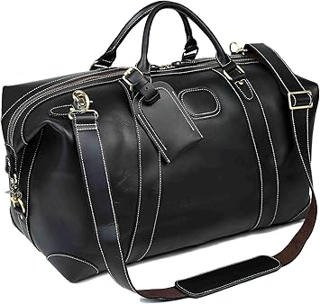 black leather duffel bags
