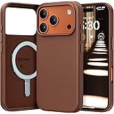 SURPHY Case for iPhone 17 Pro Case (6.3 inch 2025), Compatible with MagSafe, Faux Leather 17 Pro Phone Cases Whit Soft Microfiber Lining, Brown