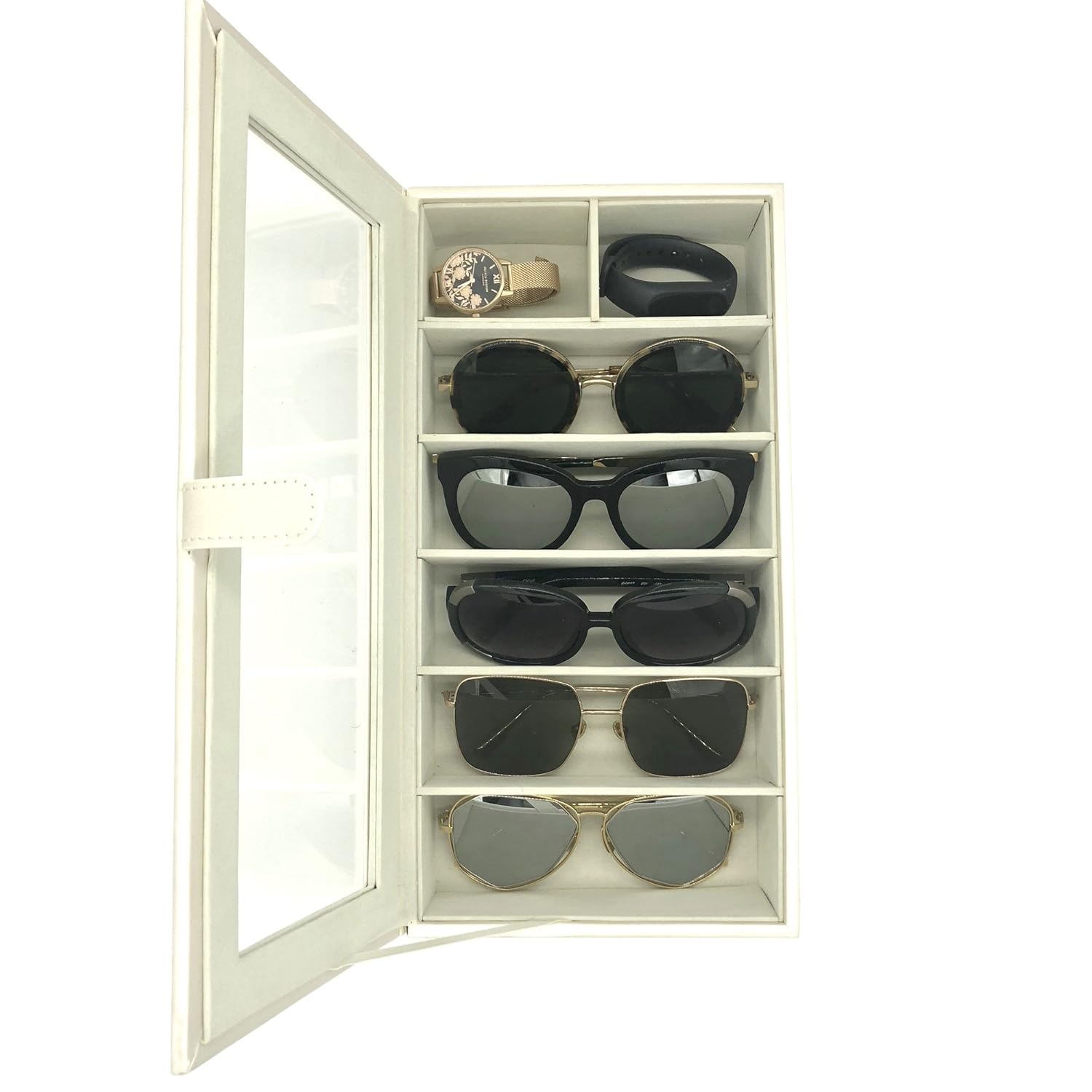 Eyewear Eyeglasses Sunglasses Organiser Collector 6Slot Faux Leather