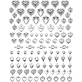 MEDIHOOL 100 Pcs Antique Silver Heart Charms, 20 Styles Alloy Sweet Love Heart Beads Loose Spacers for Jewelry Making Bracelets Earrings DIY Crafts Valentines Day Gifts