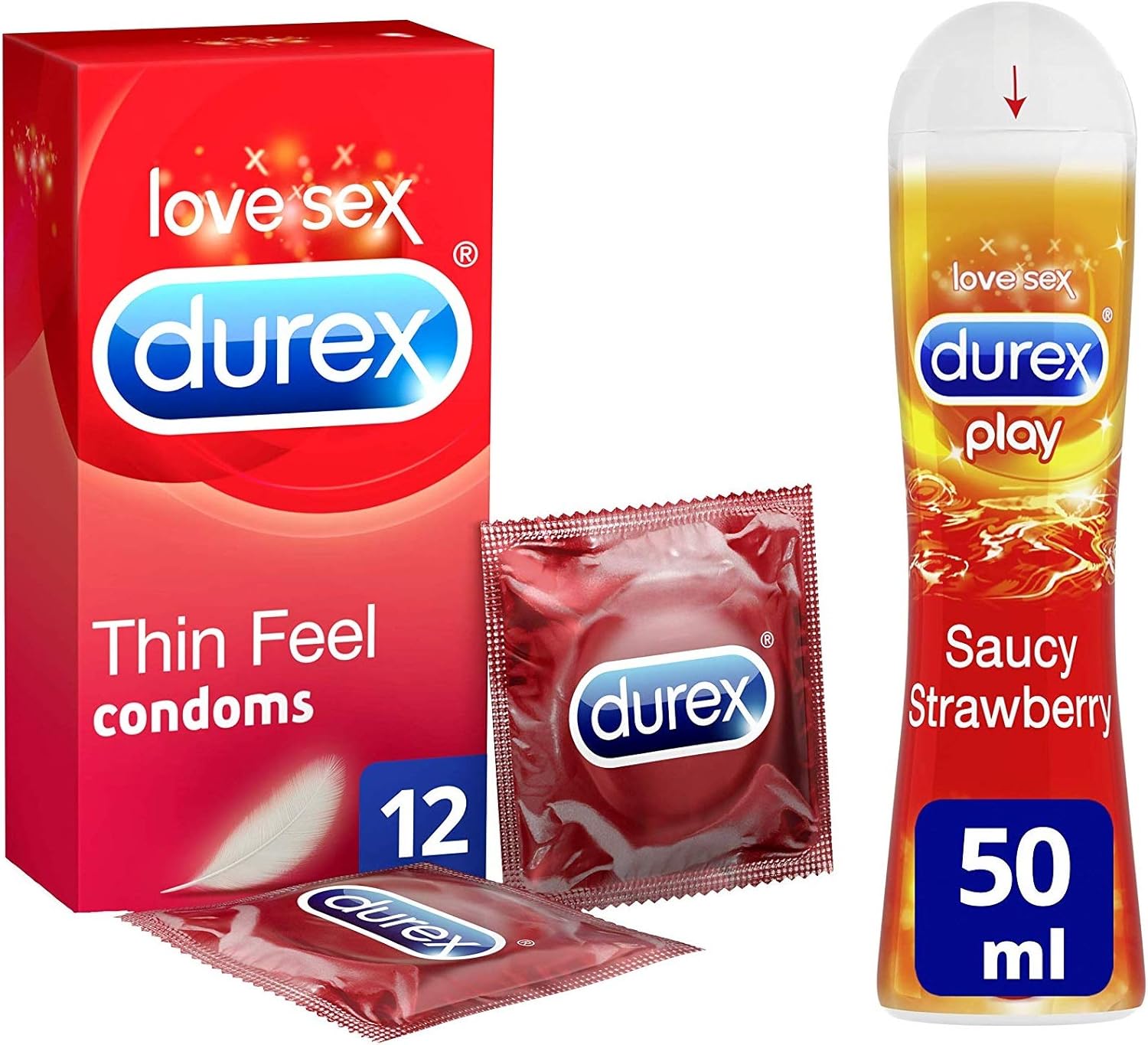 Durex Bundle Durex Thin Feel Condoms (12 Pack) + Durex Lubricant