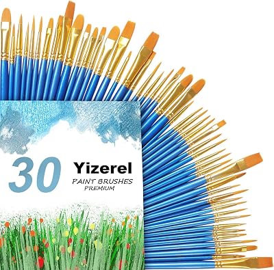 Noorlee 3 Pack Paint Brush Set 30 Nylon Hair 10 Sizes 16.5-19cm for Acrylic Oil