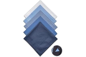 hoeslaw 15.7" Cotton Navy Blue Pocket Squares for Men, Machine Wash Soft Gentlemen Handkerchiefs Hankie for Formal Daily Use