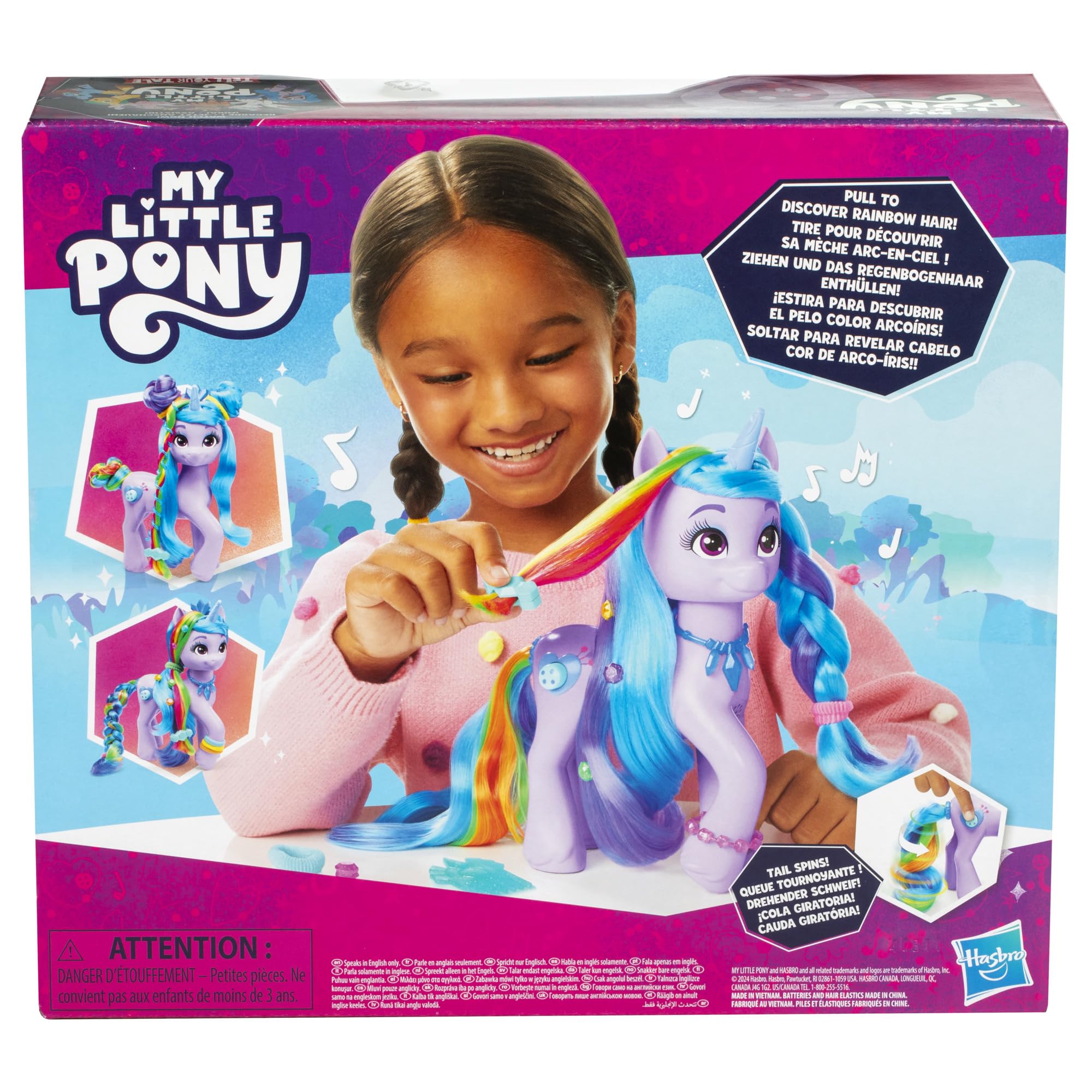 My Little Pony: Tell Your Tale Rainbow Styles Izzy Moonbow, Hair Styling Figure with Sounds, 9.5-inch Unicorn Toys for Girls and Boys Ages 4+